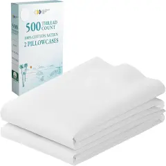 Soft & Silky 500 Thread Count 100% Cotton Sateen, Cool & Smooth with A Classic Opening, Set of 2 King Pillow Cases