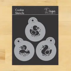 Mini Rubber Duck Cookie & Cupcake Stencil Set | C795 by Designer Stencils | Cookie Decorating Tools | Baking Stencils for Royal Icing, Airbrush, Dusting Powder | Reusable Plastic Food Grade Stencil for Cookies | Easy to Use & Clean Cookie Stencil