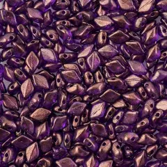 Matubo 2-Hole Czech Glass Crystal Halo Gemduo Beads, 50g Magenta