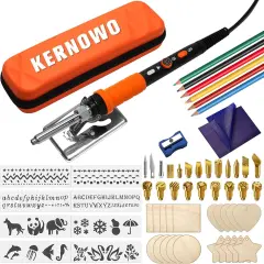 Wood Burning Kit, K KERNOWO 76Pcs Pyrography Wood Burning Tool Kit 60W Adjustable Temperature Wood Burner Pen, DIY Creative Tools Stippling Kit for Embossing, Carving, Pyrography for Beginners