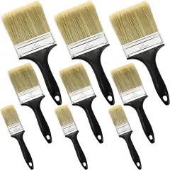 9 Pack Paint Brushes for Wall, 2'' 3'' 4'' Professional Paint Tools with Treated Plastic Handle, Home Wall Trim House Wide Chip Paintbrush Set for DIY Paint, Home, Furniture, Fences