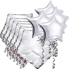 20 Pcs 18 Inch Silver Star Balloons, Aluminum Foil Balloon Mylar Balloon Metallic Balloons for Birthday, Wedding, Baby Shower, Party Decoration, Festive D&eacute;cor