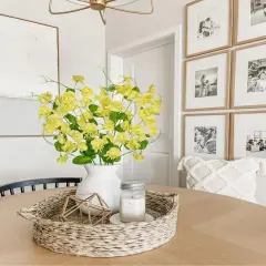 Summer Tabletop Floral Arrangements Yellow Artificial Flowers Bouquet, Spring Summer Flower Sprays with Green Leaves