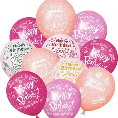 52 Pcs Pink Birthday Balloons with Birthday Party Pattern