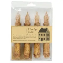 Set of 4 Burnt Ivory LED Timer Taper Candles with Wax-Coated Finish