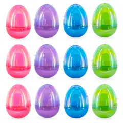 Set of 12 Iridescent Multicolored Plastic Easter Eggs