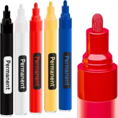 5 Oil-Based Permanent Paint Markers - Assorted Sets of Fine and Medium Tip Markers for Tire, Wood, Rock, Fabric, Glass, Ceramic, Metal, Plastic, and More - Quick Dry, Waterproof, Permanent