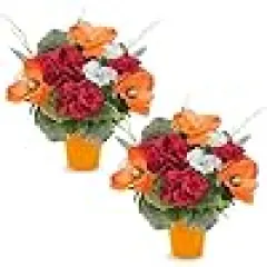 Orange Silk Flowers in Vase Centerpieces