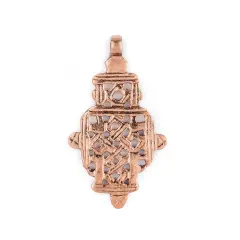 Copper Coptic Cross Pendant (63x36mm): Authentic Ethiopian East African Design for Jewelry & Necklace Making