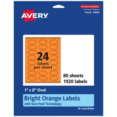 Avery Bright Orange Paper Labels, 1" x 2" Oval