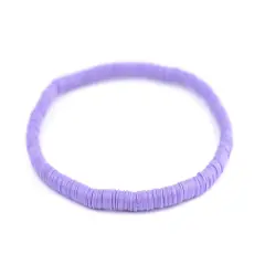 The Bead Chest Boho Stretch Bracelet, Light Purple - Stackable African Vinyl Heishi, Unisex for Men & Women