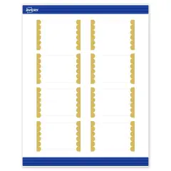 Avery Printable Rectangle Tags, Gold Edge Dots, 2" x 3", Matte White Rectangle Tags, Laser/Inkjet, 80ct, Great for Product Tags