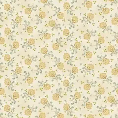 Cream Wheat Delicate Floral Cotton Wideback Fabric per yard