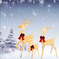 Beautifully Illuminated Outdoor Reindeer Family Set with Festive Holiday Lights Height 60"x 48" x 32"