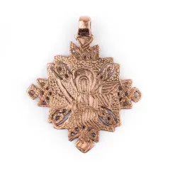 Turmi Copper Coptic Cross Pendant (55x65mm): Authentic Ethiopian East African Design for Jewelry & Necklace Making
