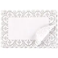 Juvale 200 Pack Paper Doilies, 11.7 x 7.3 Inches, Rectangular Tabletop Decorations for Wedding, Valentine's Day, Anniversary, Romantic Dates (White)