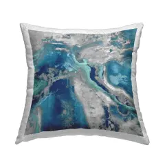 Stupell Industries Abstract Blue Water Foam Swirl Outdoor Pillow, 18 x 7 x 18