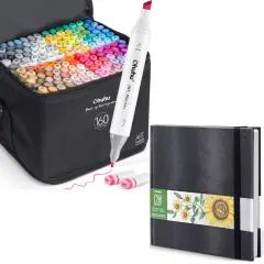 Ohuhu Oahu 160 Colors Alcohol Markers + 8.3"x8.3" Sketchbook Marker Paper Pad