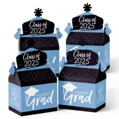 Big Dot of Happiness Light Blue Grad - Best is Yet to Come - Treat Box Party Favors - 2025 Light Blue Graduation Party Goodie Gable Boxes - Set of 12