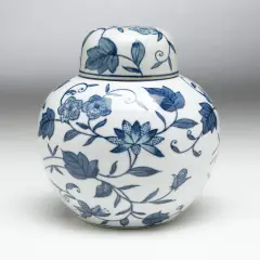 AA Importing 59767 Blue And White Round Jar With Lid