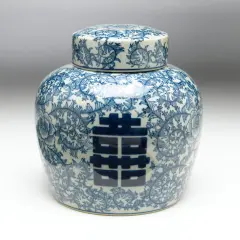 AA Importing 59747 9 Inch Blue & White Ginger Jar