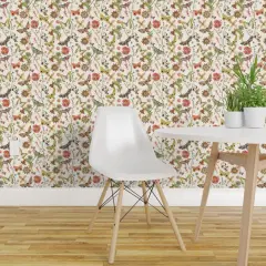Pre-Pasted Wallpaper 2FT Wide Moth Butterfly Botanical Insects Natural Boho Entomology Custom Pre-pasted Wallpaper by Spoonflower