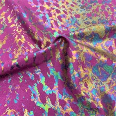 Naga Foil Printed Spandex Fabric Mulberry/Iridescent