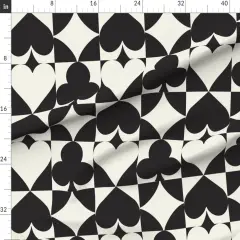Various Fabrics by the Yard or Fat Quarter Art Deco Minimalist Cheater Quilt Monochrome Playing Cards Hearts Clubs Spades Diamonds Retro Blackjack Poker Card Suits Gamble Vegas Black And Custom Printed Fabric by Spoonflower