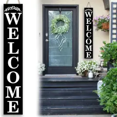 Welcome Sign for Front Porch (Black Welcome)
