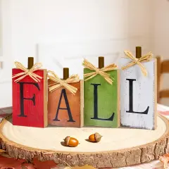 4-PCS Vintage Wooden Fall Table Decor