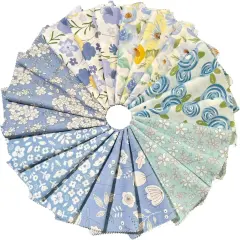 42Pcs - 100% Cotton Boys Fabric Squares,5 Inch Quilting Supplies Clearance Blue Floral