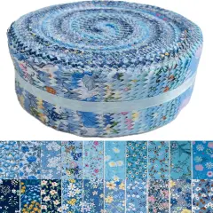 Jelly Roll Fabric - 20 Assorted Floral Prints, 100% Cotton,40 Pre-Cut Strips (2.5 x 44 Inch)