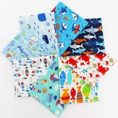8Pcs Ocean Quilting Cotton Fabric Quarters - 18x22 Inches