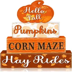 3 Pcs Wooden Pumpkin Fall Table Decor