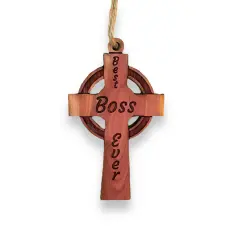 Best Boss Ever Celtic Cross - Cedar Ornament
