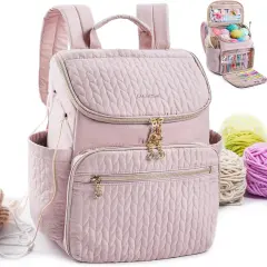 Knitting Bag Backpack, Large Crochet Backpack (PINK)