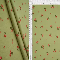 1 Yard Cotton Style Stretch Cherry Pointelle Print Fabric 61/63 Inches Wide SAGE