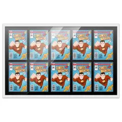 Comic Book Display Frame for Golden Age Comics Published Between 1938 and 1956 - White Wood Comic Frame With Black Mat for 7.75x10.5 Comic, 18 Frame Sizes