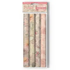 Stamperia Polyester Fabric 12"X12" 4/Pkg-SHABBY ROSE