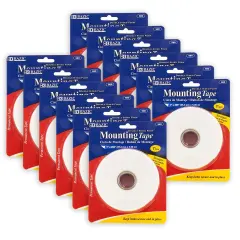 Double Sided Foam Mounting Tape, 1" x 200", Pack of 12