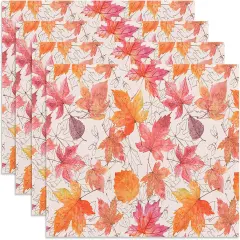 Set of 4 Fall Placemats - 12 x 18 Inch (Maple Leaf)