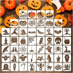 50 PCS Small Reusable Halloween Stencils(50pcs 3in halloween)