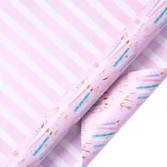 Reversible Birthday Wrapping Paper Roll 17 inches x 32.8 Feet