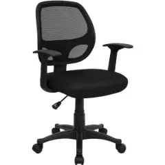 Black Mesh Mid-Back Office Chair with T-Arms and Adjustable Height