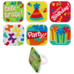 Cheerful Party Cupcake Rings 12ct