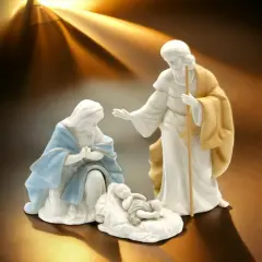 Porcelain Nativity Figurine Set Of 3, Home D&eacute;cor, Religious D&eacute;cor, Religious Gift, Church D&eacute;cor, Baptism Gift