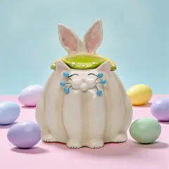 Ceramic Whisker Cat Easter Bunny Rabbit Candy Jar, Spring Easter Decor, Kitchen Decor, Gift for Her