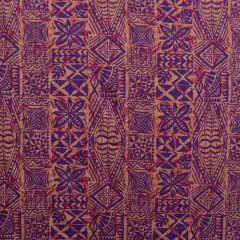 1 Yard Traditional Tongan Geometric Design Peachskin Polyester Fabric For Apparel Sewing And Craft Projects 45 Inch Purple