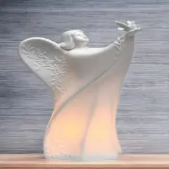Ceramic Angel Holding Dove Night Light, Home D&eacute;cor, Religious D&eacute;cor, Religious Gift, Church D&eacute;cor, Baptism Gift