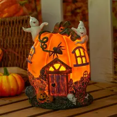 Halloween Pumpkin & Ghosts LED Resin Statue Decoration - Jack Lantern